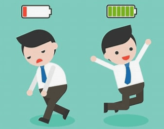 Illustration of low energy recharged to full energy