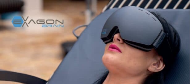 Brainwave entrainment session with light and sound headset